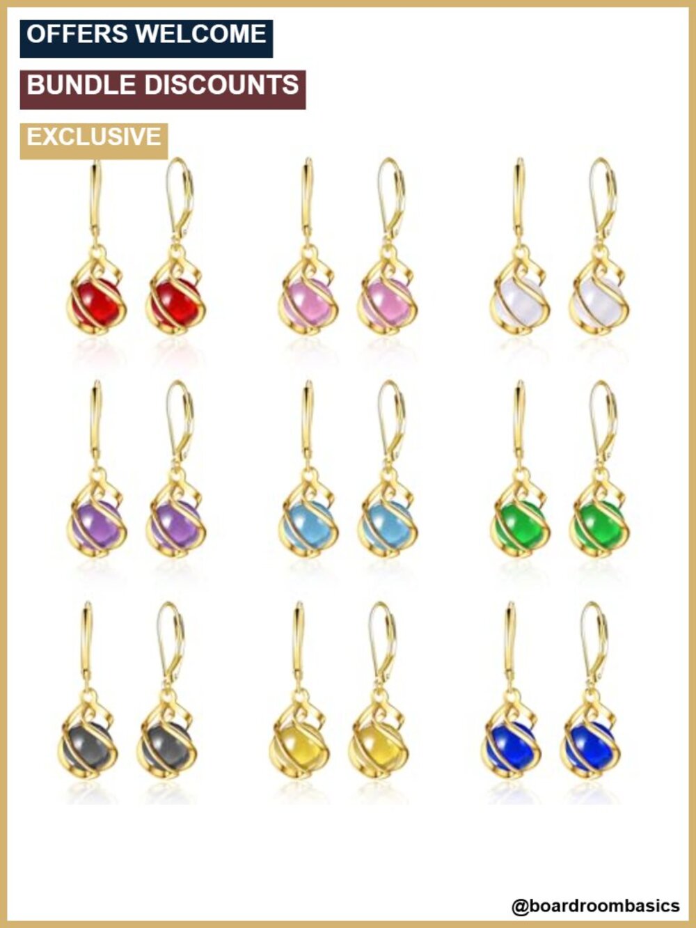 Caged Crystal Dangle Earrings Natural Gemstone Drop Earrings Gift Set